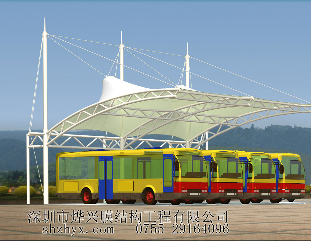 【膜結(jié)構(gòu)工廠促銷(xiāo)】中巴、大巴膜結(jié)構(gòu)車(chē)棚